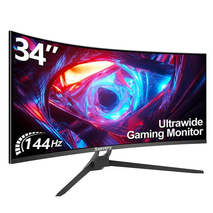 SUEVERY 34' 144Hz Screen Curved 1500R Gaming Bezel-less Slim 400HDR Nits 100% SRGB Wide Color Gamut FAsT